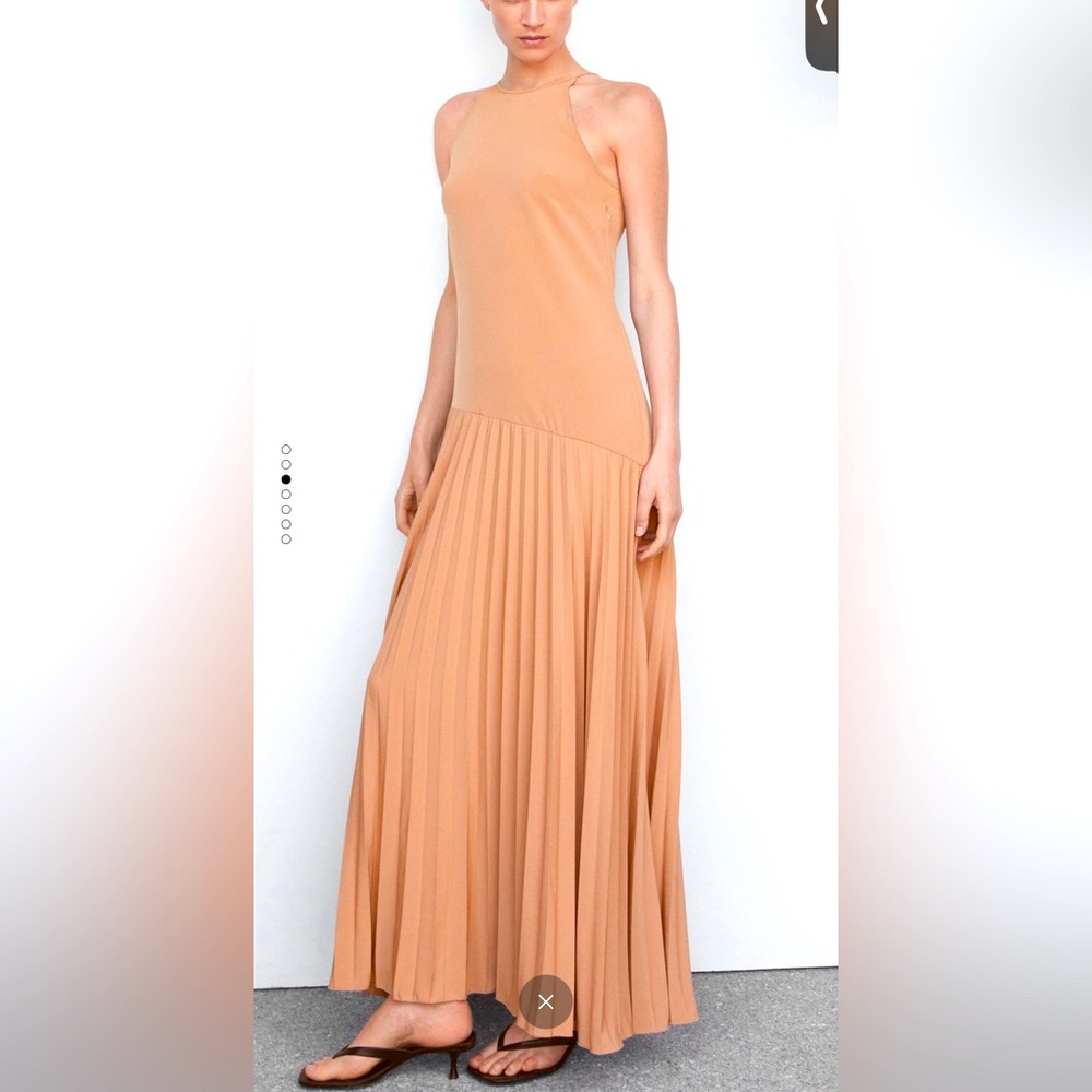 Mango Maxi dress nude/tan color size S